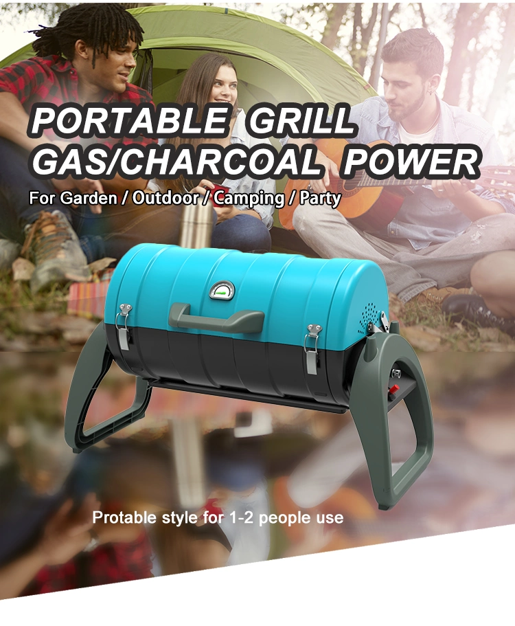 Folding Camping Grill Gas and Charcoal Grill Vertical Charcoal Grill Burners Propane Foldable BBQ Grill